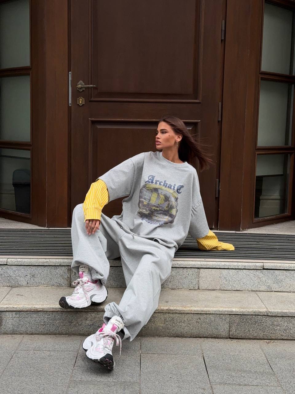 Oversized φορμα με μανίκια πουκαμίσου