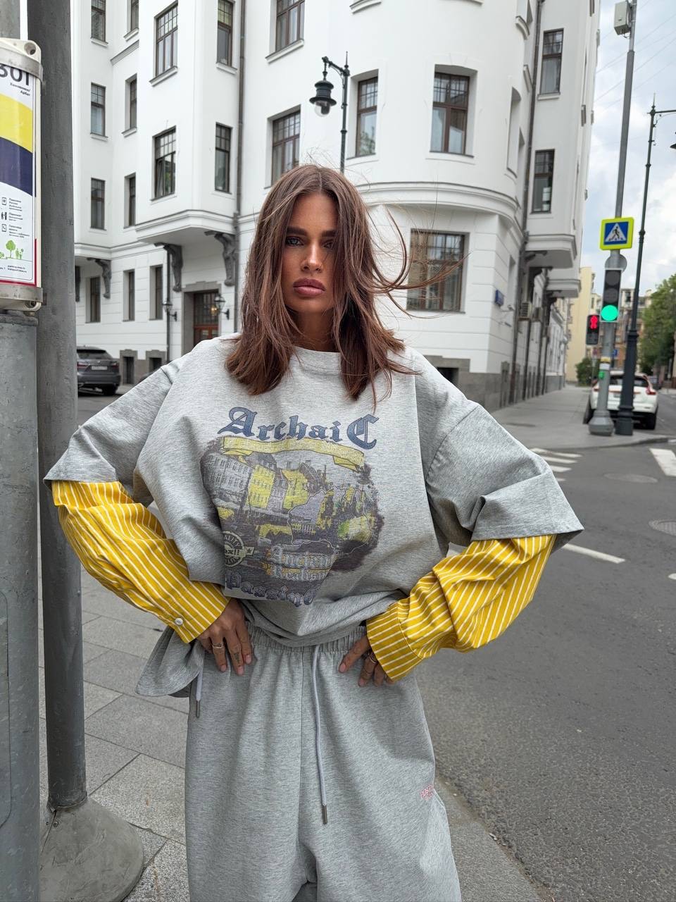 Oversized φορμα με μανίκια πουκαμίσου